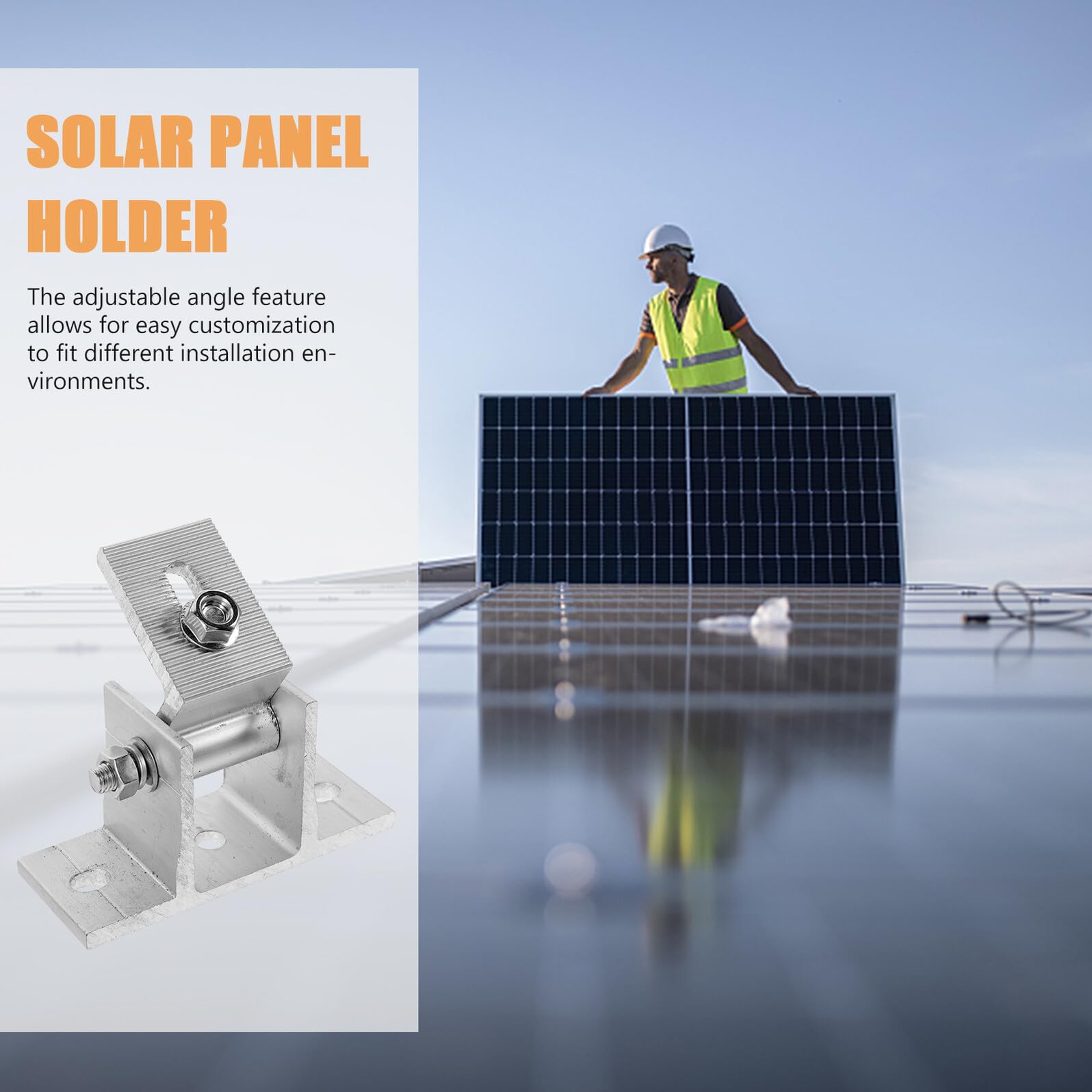 DOITOOL Soporte Ajustable Paquete de 4 Unidades de Aleación de Aluminio para Panel Solar Estructura Estable y Almohadillas de Goma para Montaje Seguro en Techo Plano