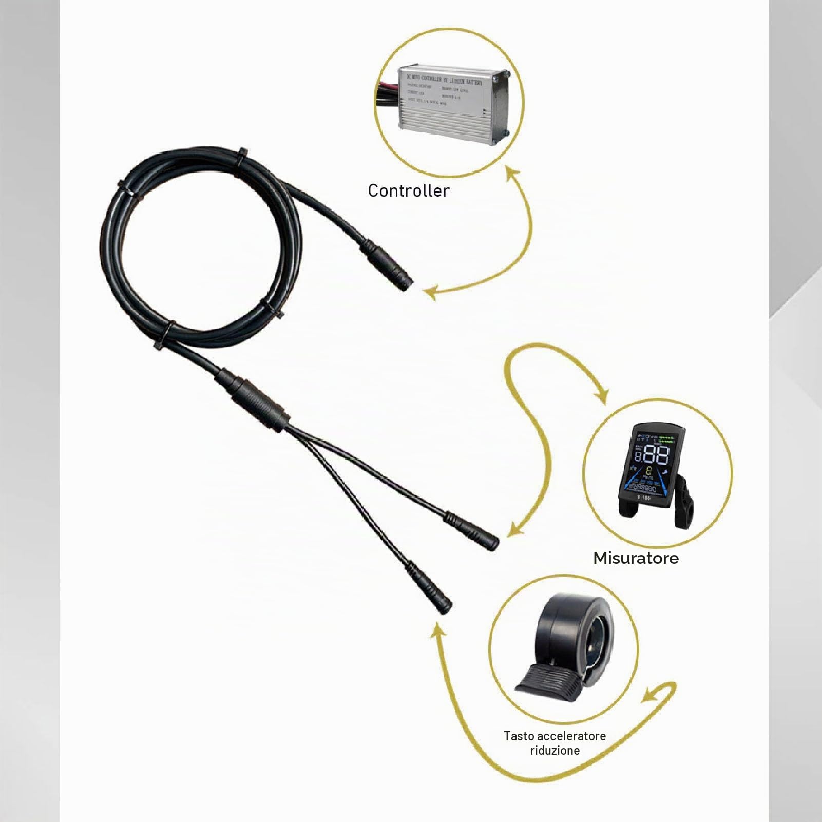 Kit Controller Scooter Elettrico, 36V 48V 250W 350W 15A Controller Motore Onda Sinusoidale con Display LCD S100 a Acceleratore a Pollice a Sensore di Potenza Assistito