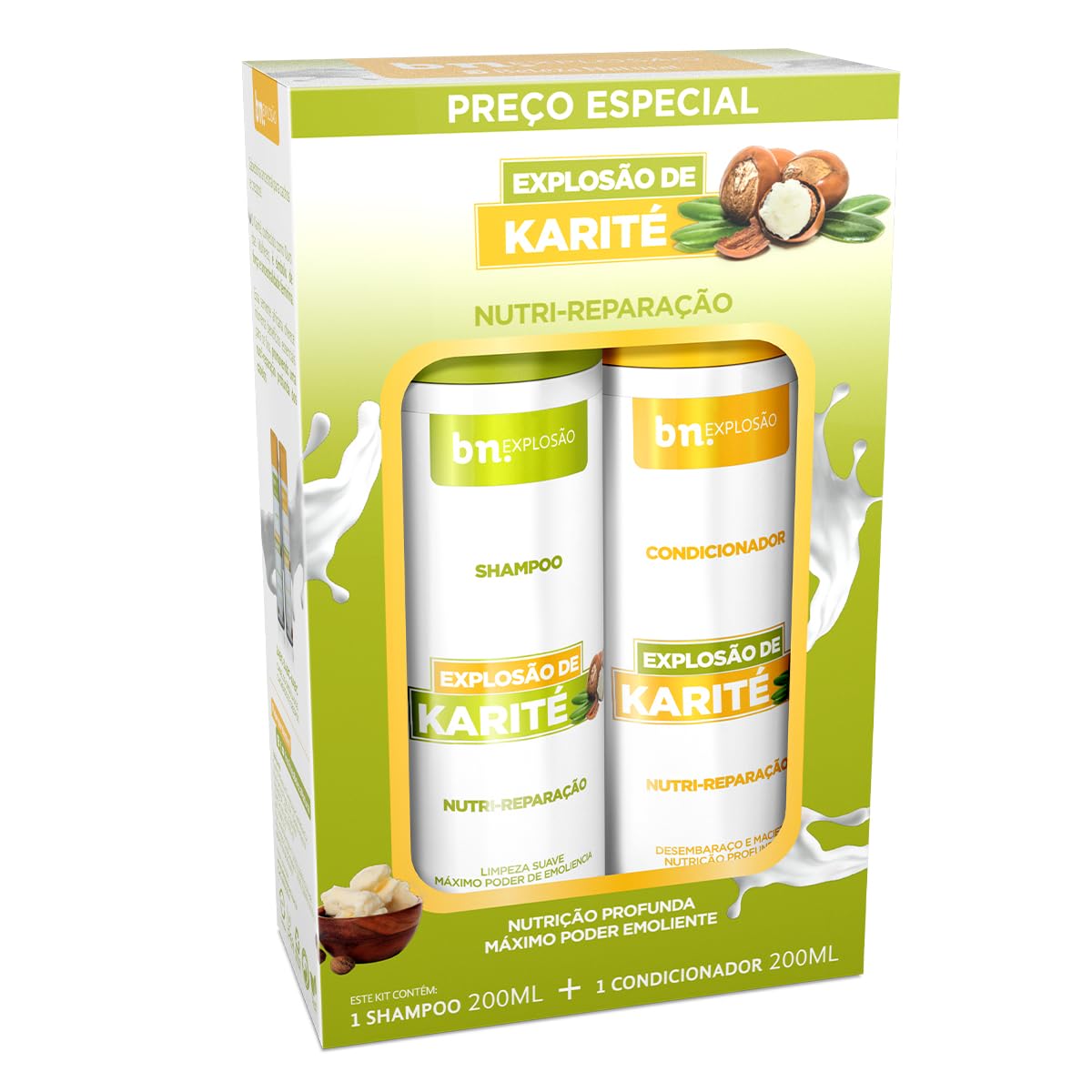Kit Beleza Natural com shampoo e condicionador verdes Explosão de Karité