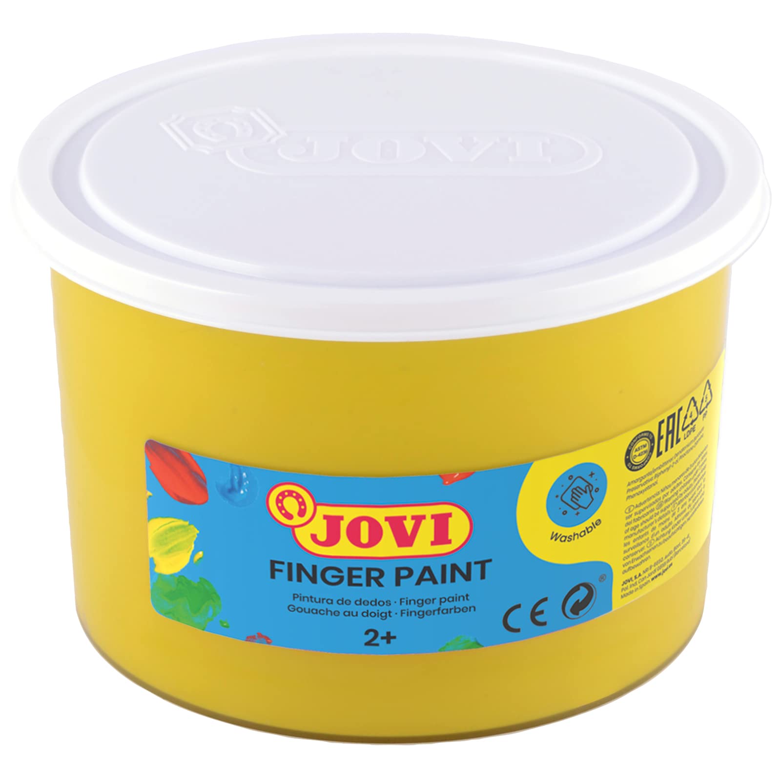 Jovi - Pintura de dedos Finger Paint, Caja de 6 botes de 500 ml, A partir de 2 años, A base de ingredientes naturales, Sin gluten