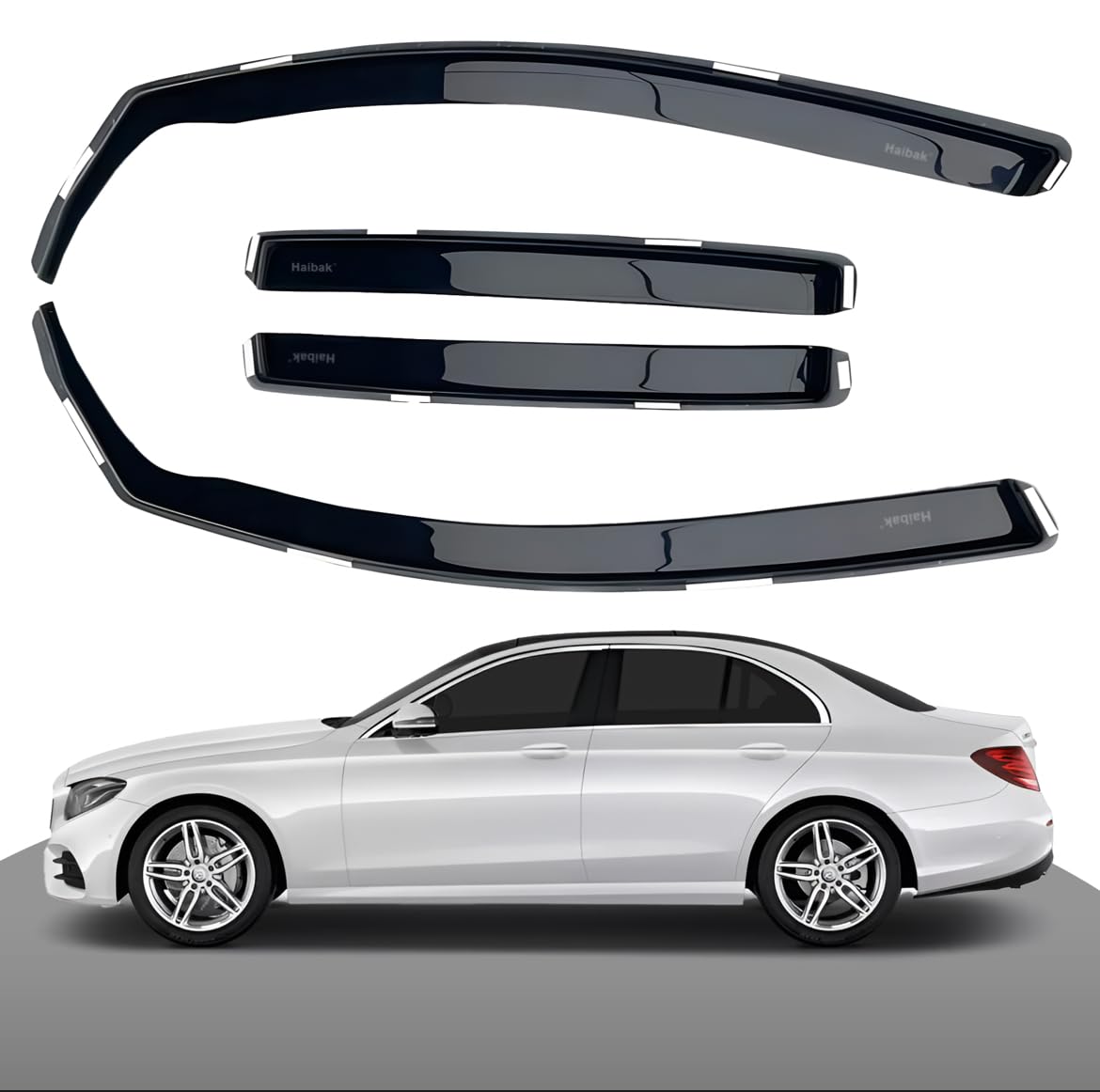 Wind Deflectors Set Compatible With Mercedes Benz E-Class W213 Saloon 2017 Onwards | 4-Piece Tinted Side Window Deflectors | In-Channel Fitment