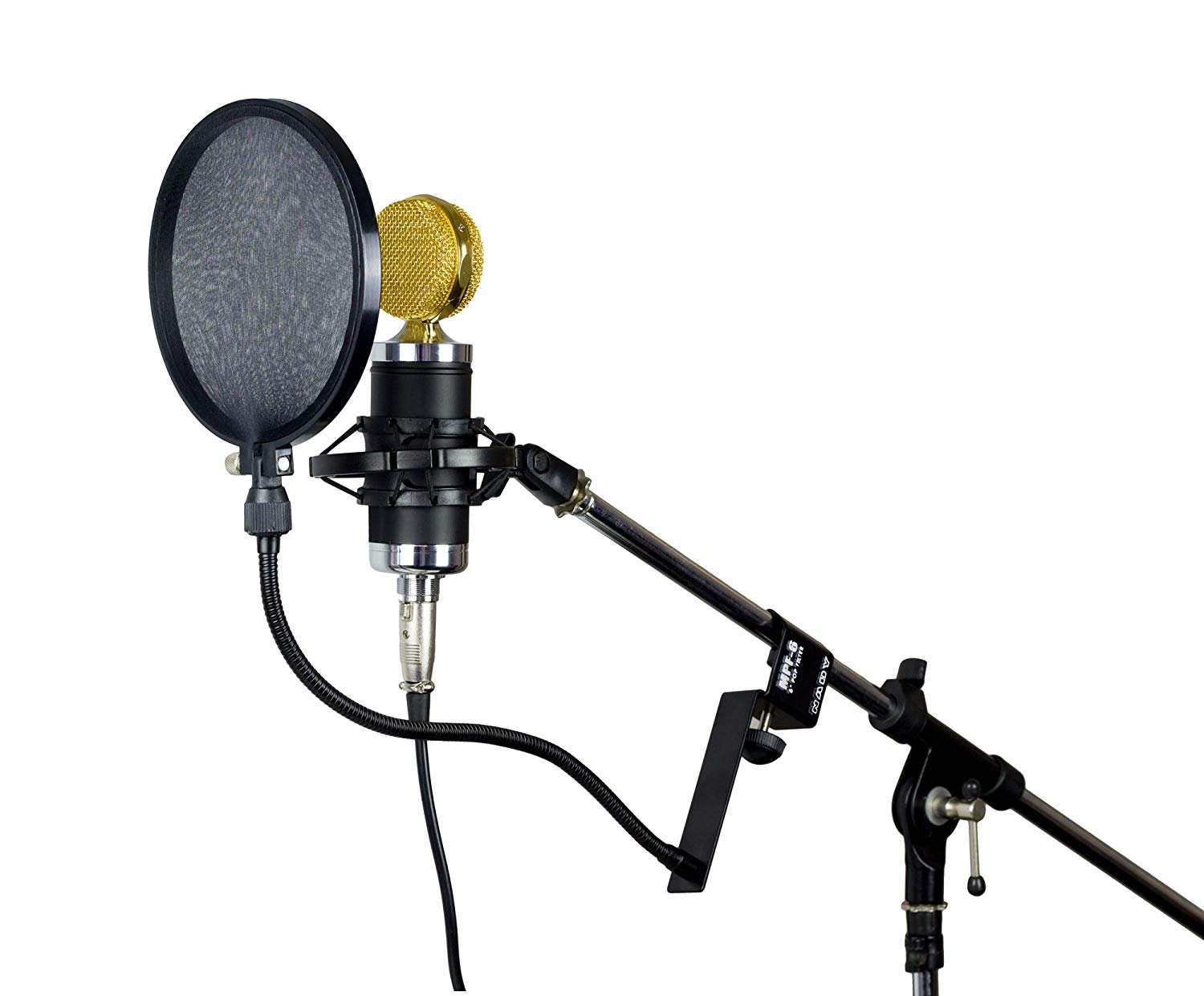 Nady 15,2 cm (6 Zoll) Mikrofon Pop Filter Windschutz mit flexiblem Schwanenhals und Metallstabilisierungsarm (LSF-1)