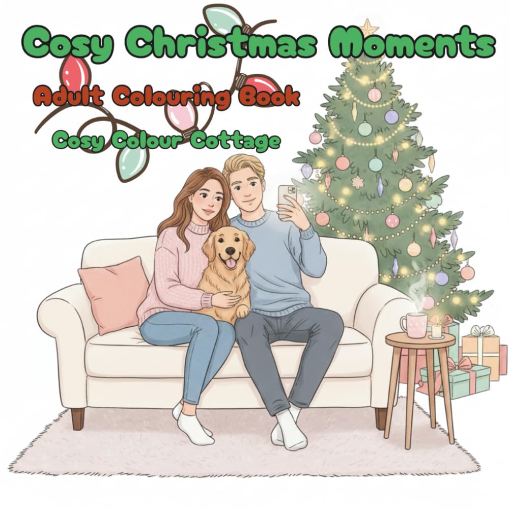 Cosy Christmas Moments Adult Colouring Book with 40 Festive Cottagecore Scenes for Relaxation, Mindfulness and Stress Relief: Filled with Easy, Bold, ... Hygge Living and Peaceful Holiday Moments