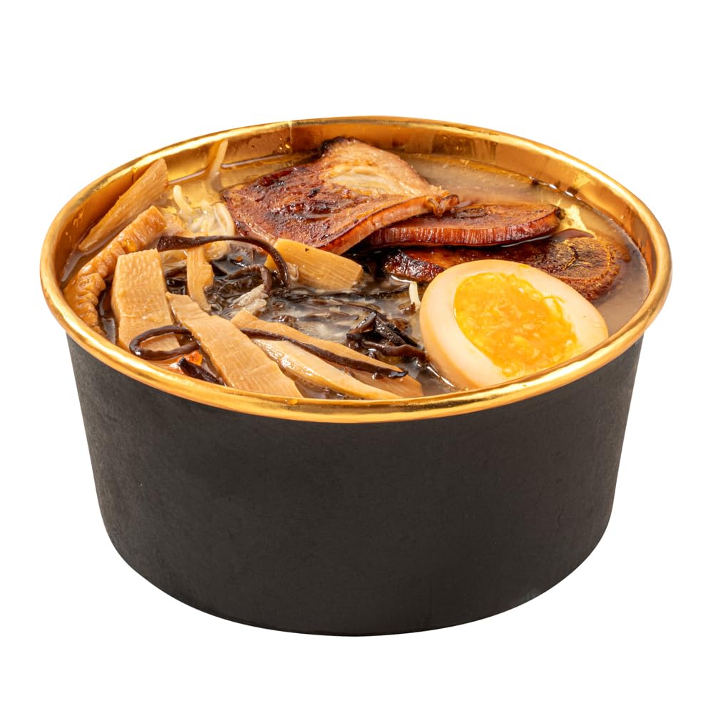 Restaurantware Foil Lux - Contenitore da asporto, 50 contenitori isolati per alimenti, antigrasso, impilabili, in carta nera, per cibi caldi o freddi, con coperchi venduti separatamente