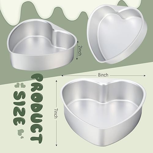 Miniatura 3 de 6 moldes en forma de corazón a granel de 8 pulgadas de aluminio para tartas de corazón, moldes de corazón para hornear, moldes para pasteles de