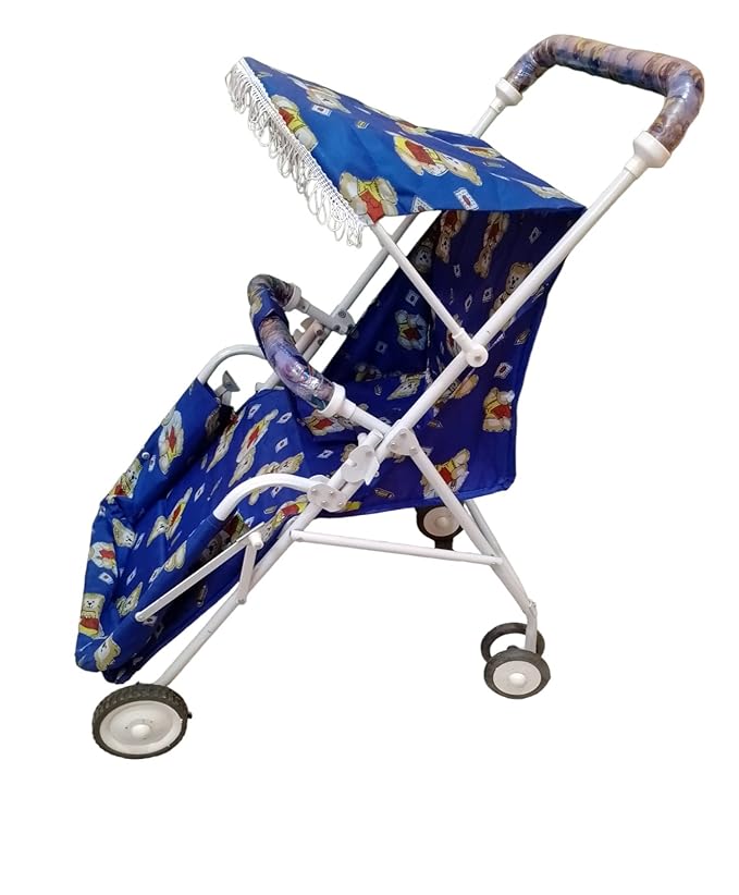 Ezaakart Baby Stroller, Pram for Baby with 3 Point Safety Harness, Spacious Cushioned seat with Multi Level seat Recline, Easy Fold, Lightweight Baby Stroller for 0 to 3 Years (Blue)