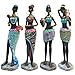 Rockin Gear African Statue 10" Inches Tall 4 Piece Set African Women Figure Decor Art Statues Sculptures - Human Decorative Home Black Figurines