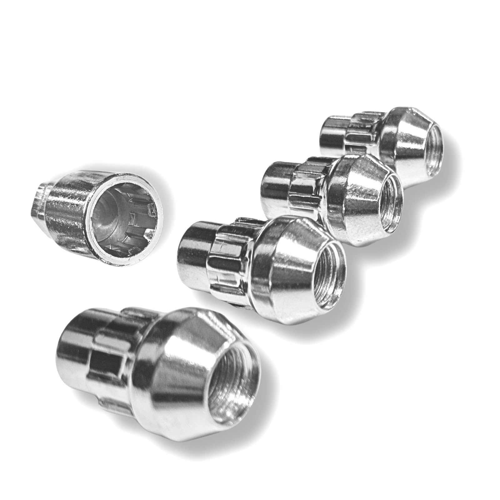 Blokada do felg M12 x 1,5, kołnierz stożkowy 60°, kompatybilny z Ford Hyundai Jeep Kia Mazda Opel SsangYong Volvo, 4 x zestaw srebrnych zamków do felg, zabezpieczeń kół, zabezpieczenie felg, ochrona
