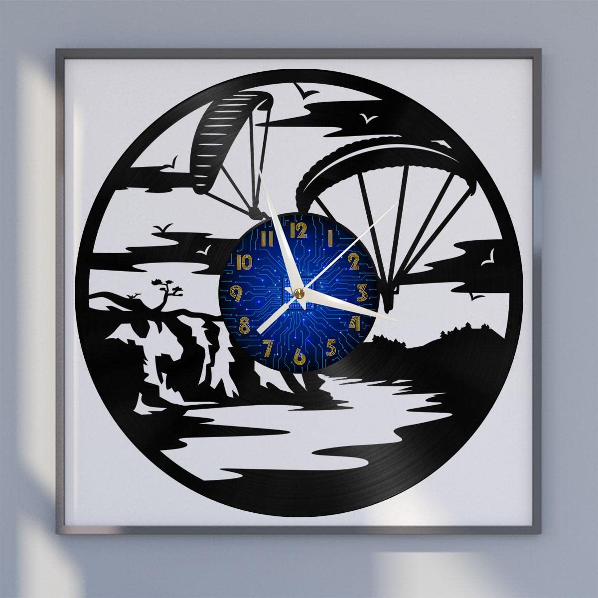 Horloge Murale en Vinyle de Parapente : Le Cadeau Idéal pour Anniversaire et Pilote