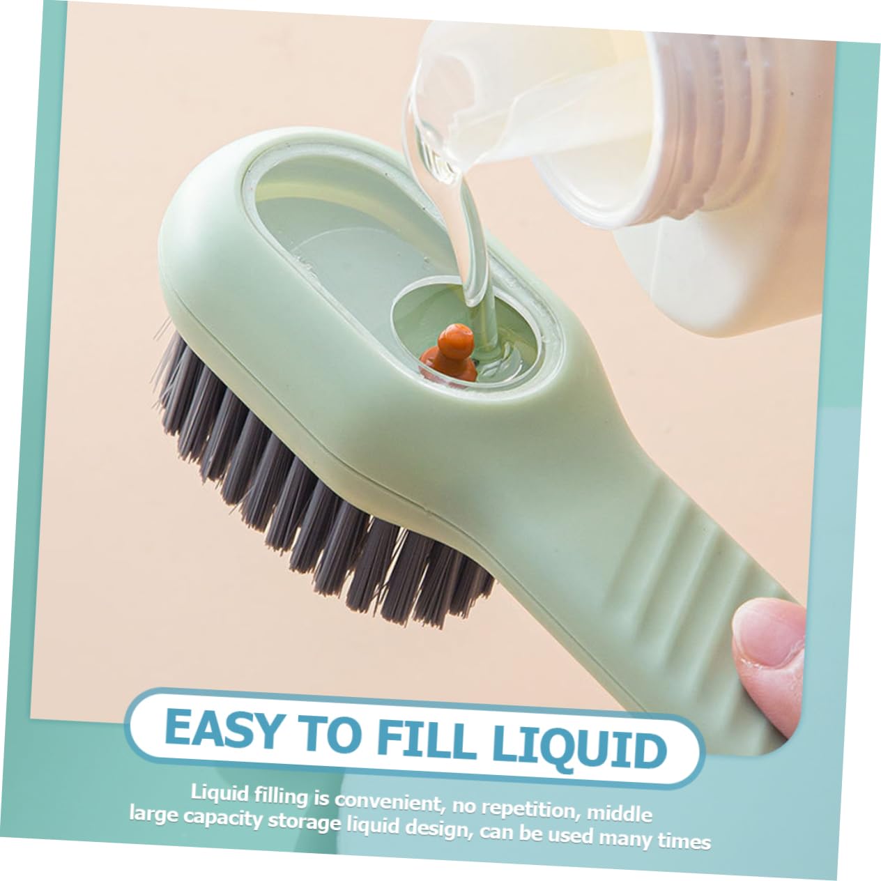 Veemoon Cepillo para Limpiar Zapatos Pack de 2 Unidades Cómodo y Compacto con Dispensador Automático de Líquido, Mango Largo de Plástico para Uso Diario y Exterior