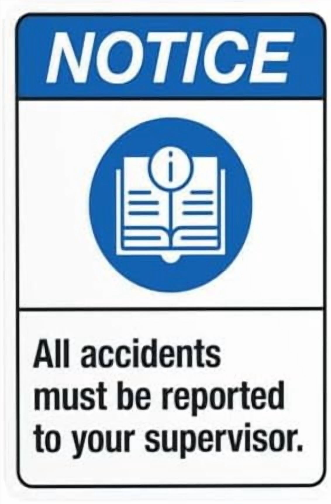 (2-Pack) Metal Tin Sign All Accidents Must Be Reported To Your Supervisor Warning Sign, Slogan Signs for Home Outdoor Indoor Garage Street Wall Caution Custom Decor 8 x 12 Inch