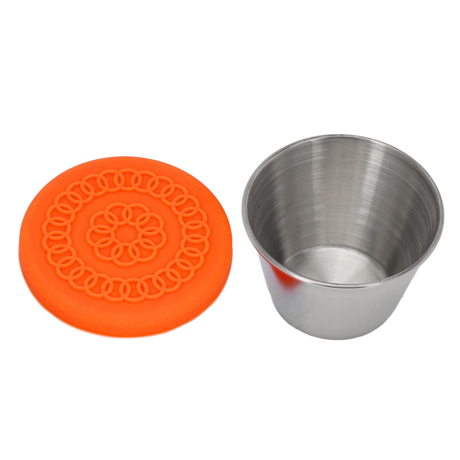 Small Stainless Steel Container, Proof Salad Dressing Cup 70ml Multi-Purpose Food Storage Refrigerator with Lid for Sauces for Essential Oils Orange Lid