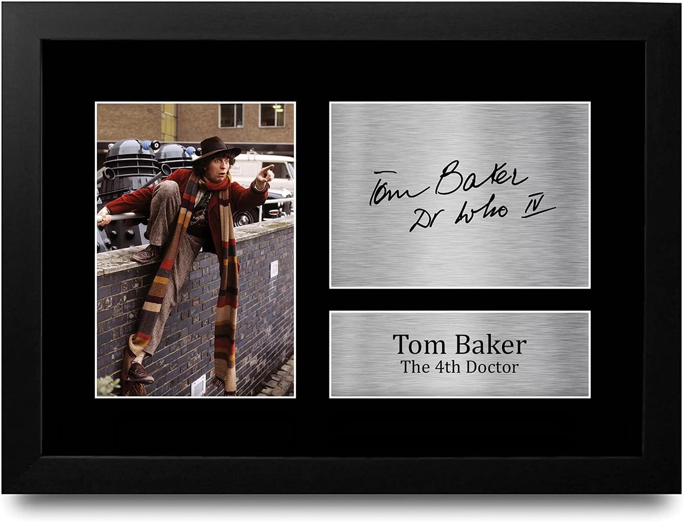 HWC Trading FR Tom Baker Gift Signed FRAMED A4 Printed Autograph Doctor Dr Who Gifts Photo Picture Print Display
