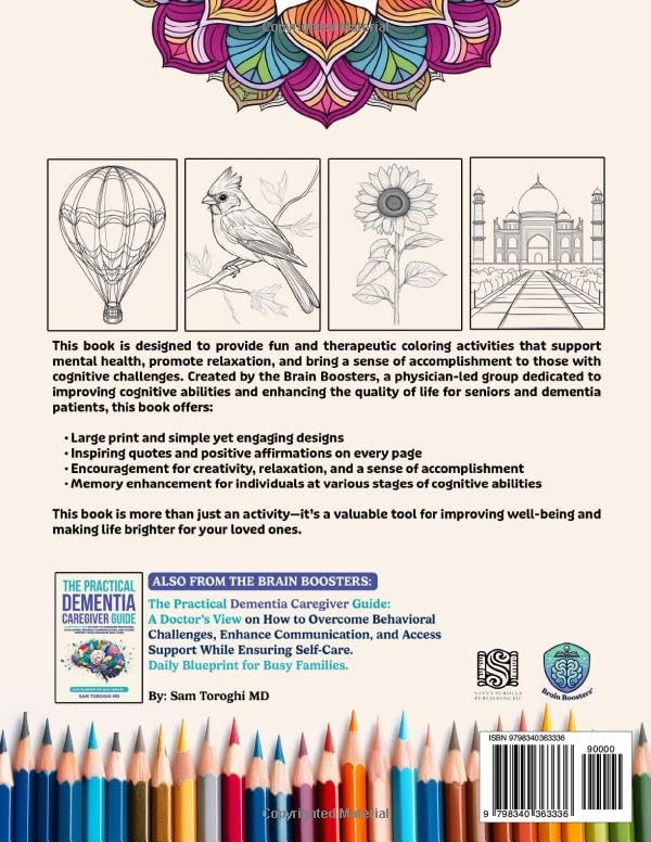 Brain Boosting Coloring Book for Seniors with Dementia: Relaxing, Easy and Engaging Large Print Activities to Enhance Memory, Reduce Stress, and Improve Mood - Image 2