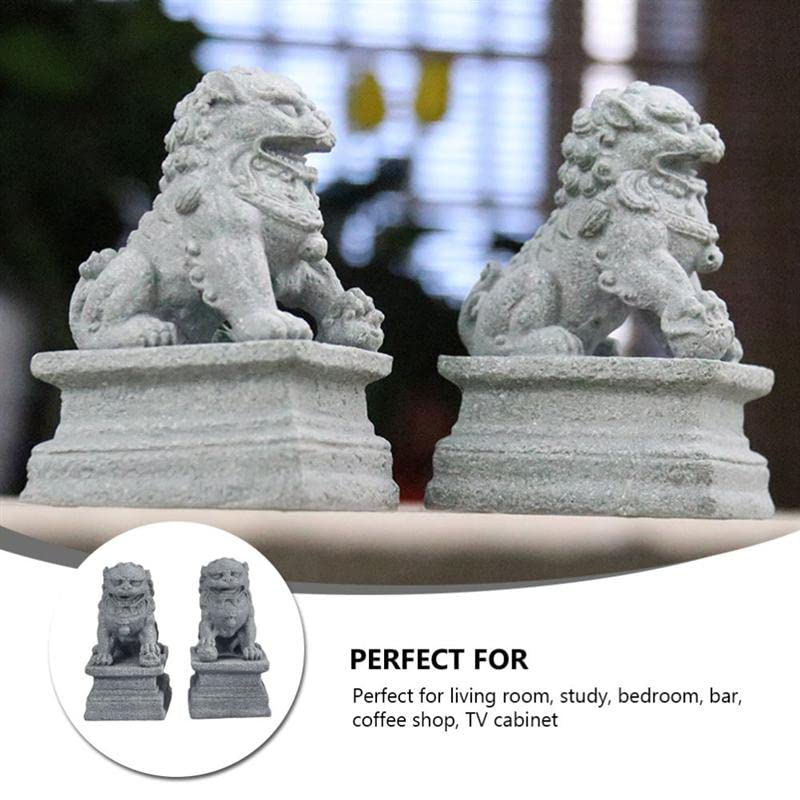 Pareja de Mini Estatuas de Perros Guardianes Fu Foo miniatura 7