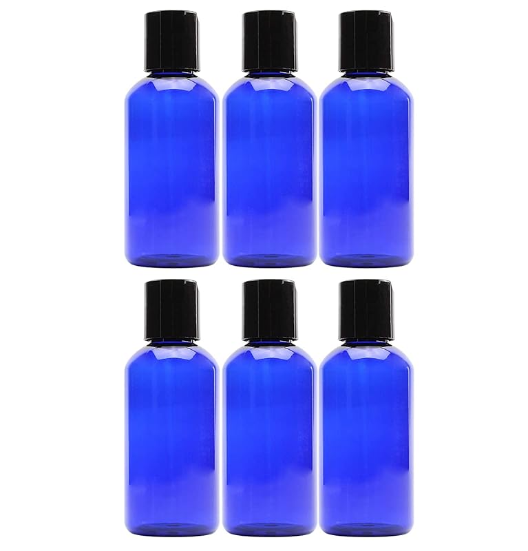 Cornucopia Brands Frascos Plásticos Recarregáveis Azul-Cobalto de 120 mL com Tampa Flip Disc Top, Pacote com 6