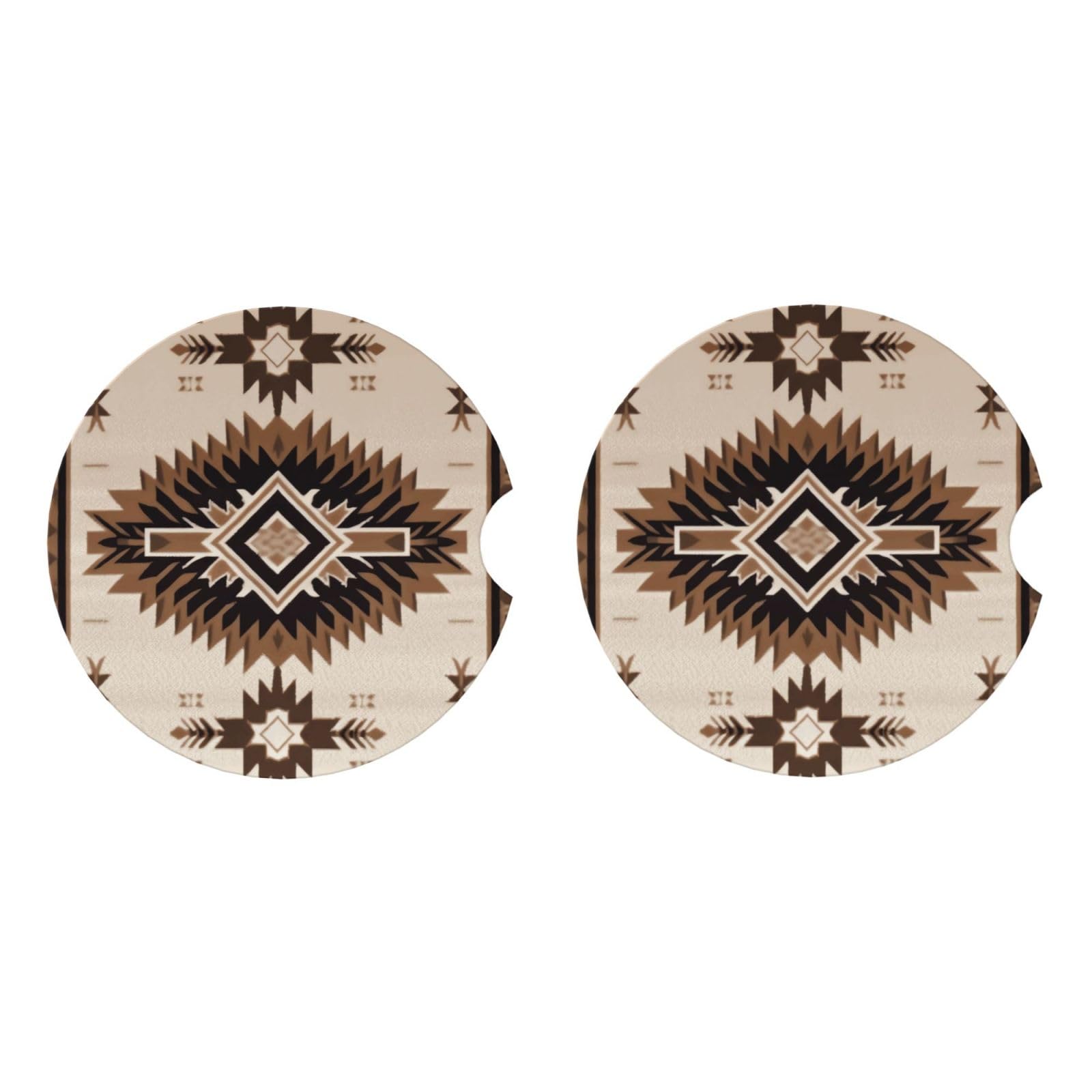Ceramic Coasters for Drinks White Drink Coasters with Metal Holder Native American Ceramic Coaster Set of 2 Tabletop Protection Mat for Home Decor