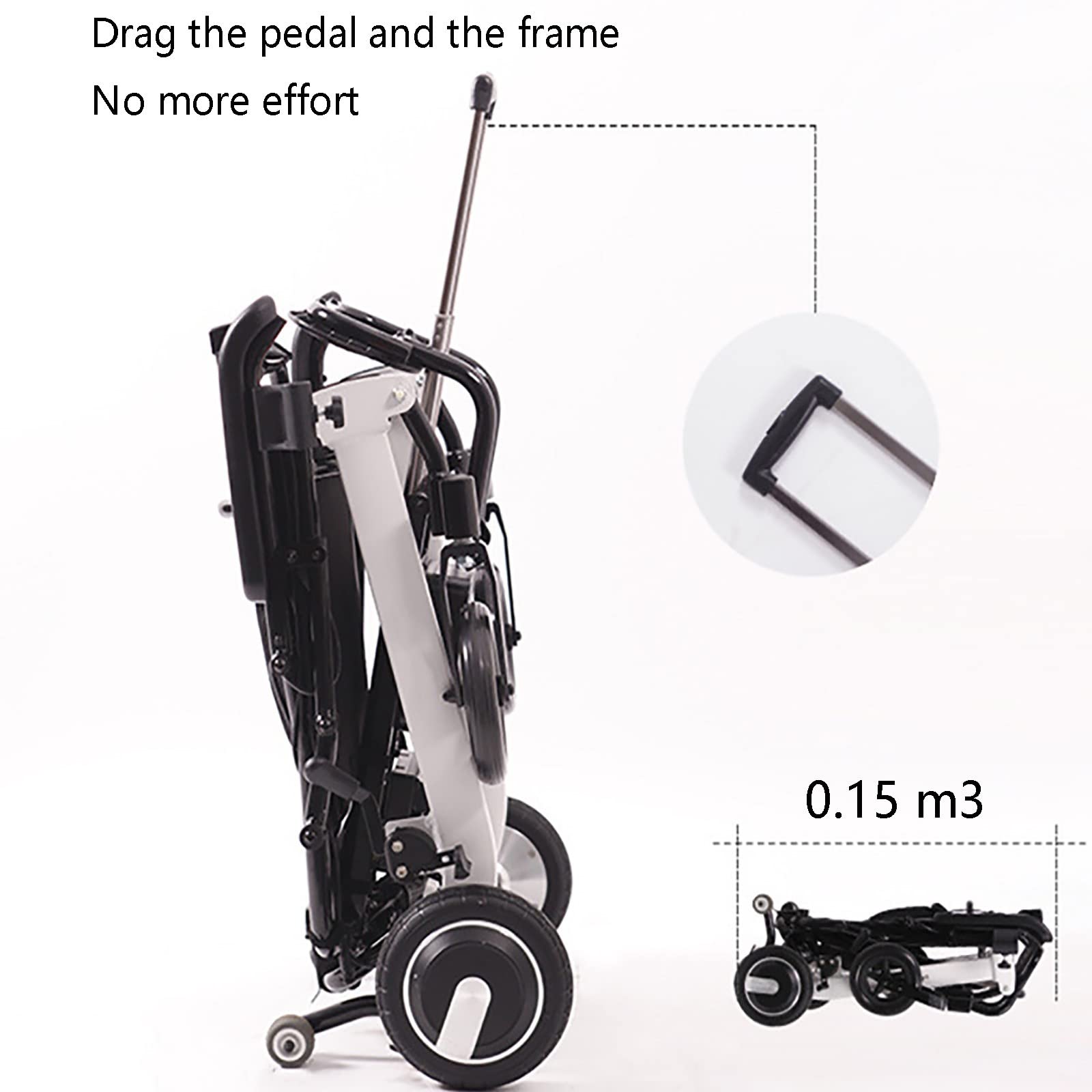 Silla de ruedas eléctrica, silla de movilidad ligera y plegable, control dual delantero y trasero, soporta hasta 100 kg, interruptor de un botón manual/eléctrico