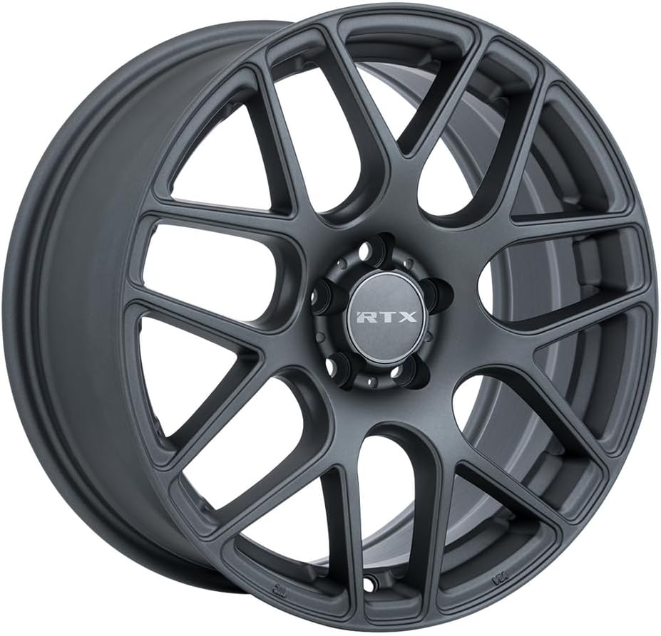 18x8 inch Custom Wheel - Matte Gunmetal Multi-Spoke Aluminum Alloy Rim RTX Bolt- Pattern 5x112 mm Offset 38 mm
