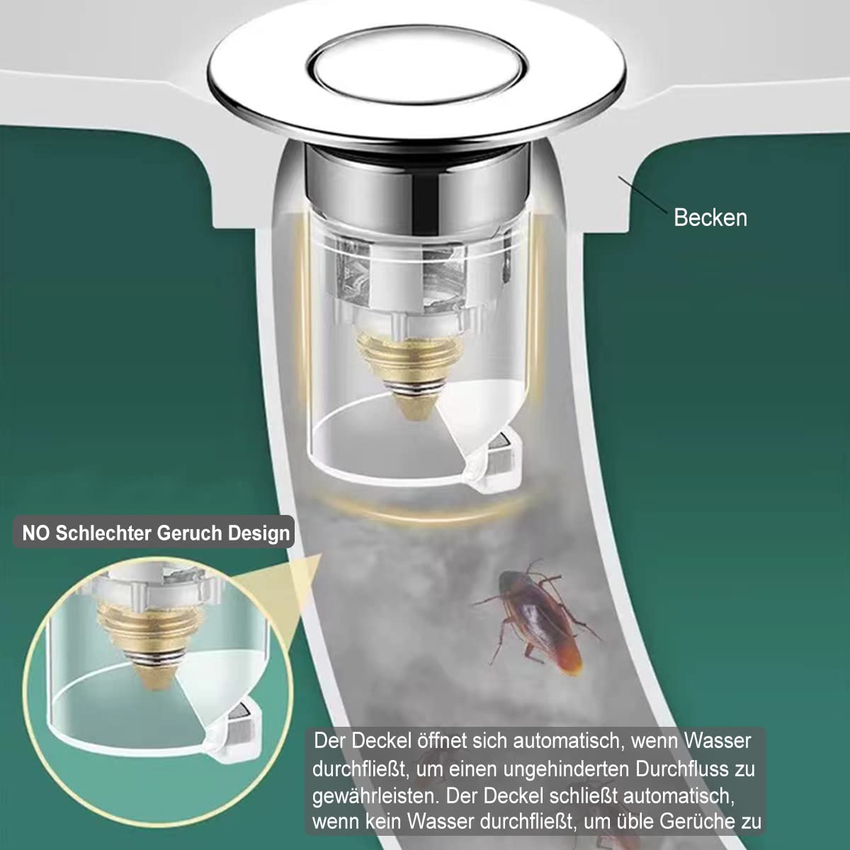 Hibbent Wastafelstop met afvoerfilter, messing kern om te schuiven, geschikt voor 25-46 mm, vervanging van stop voor badkamerwastafel, goud