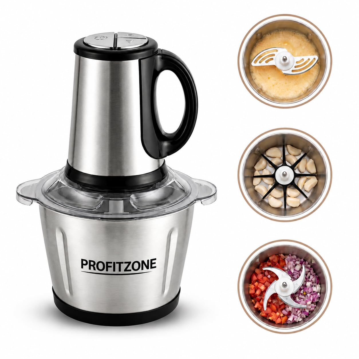 Electric Food Chopper 2L Stainless Steel Bowl 300W Vegetable Meat Chopper With 3 Interchangeable Blades Garlic Peeler Egg Whisk Attachment Multipurpose Kitchen Processor-image-41