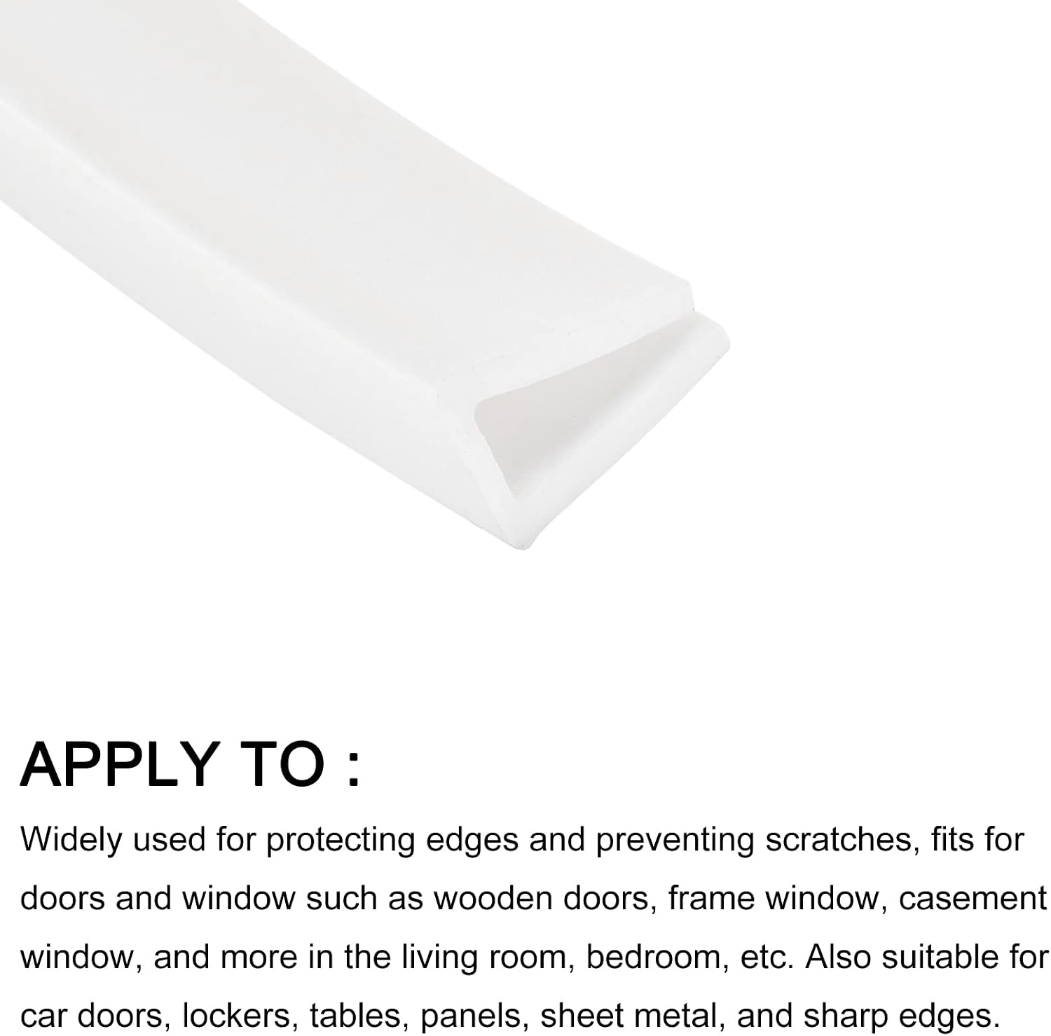 METALLIXITY Edge Trims (3M/9.84Feet) 1Pcs, Silicone U Channel Fits 3-5mm Edge Seal Strip - for Home Doors Window, White