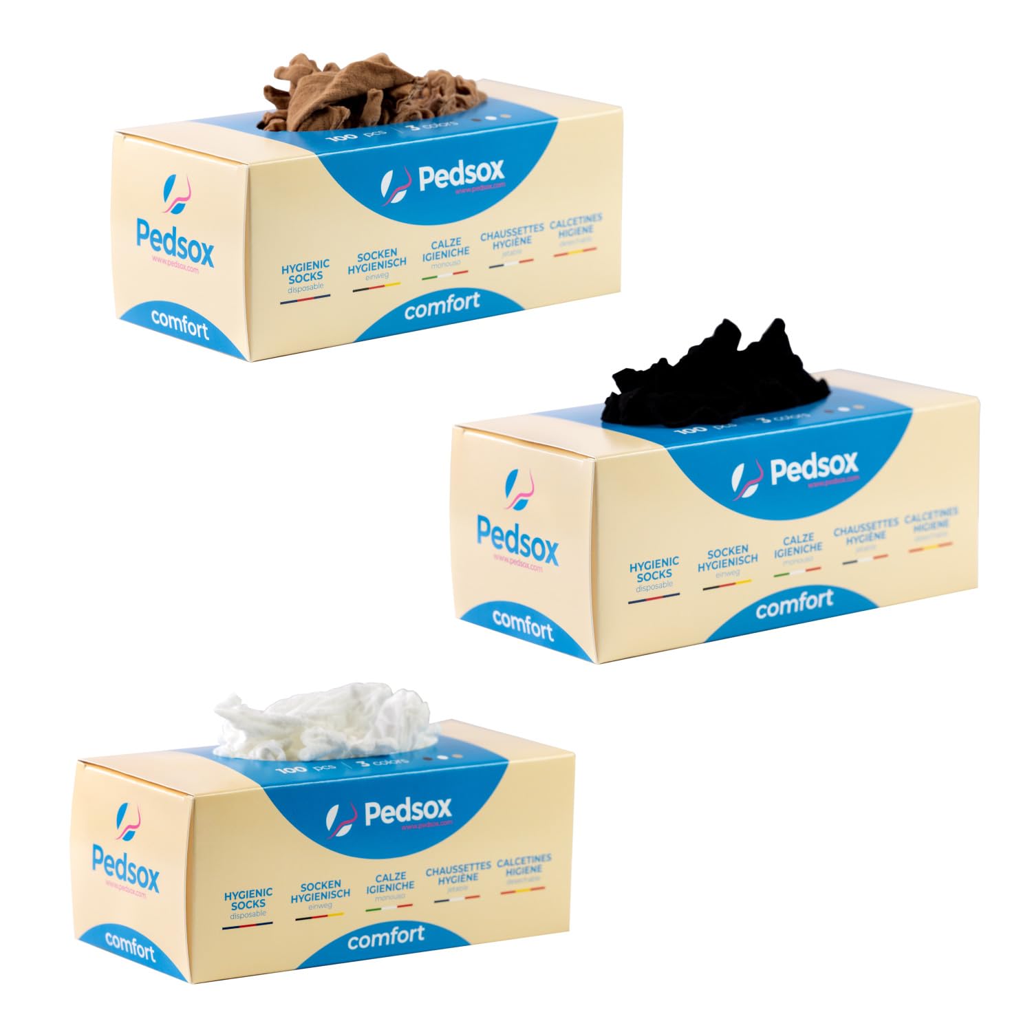 3x100pcs Calcetines Higiénicos Desechables para Prueba de Calzado, Línea Comfort, Unisex, Talla Única