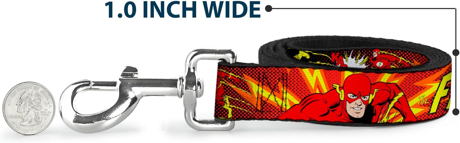 Buckle-Down Pet Leash - The Flash BOOM-KABOOM! - 4 Feet Long - 1.5" Wide
