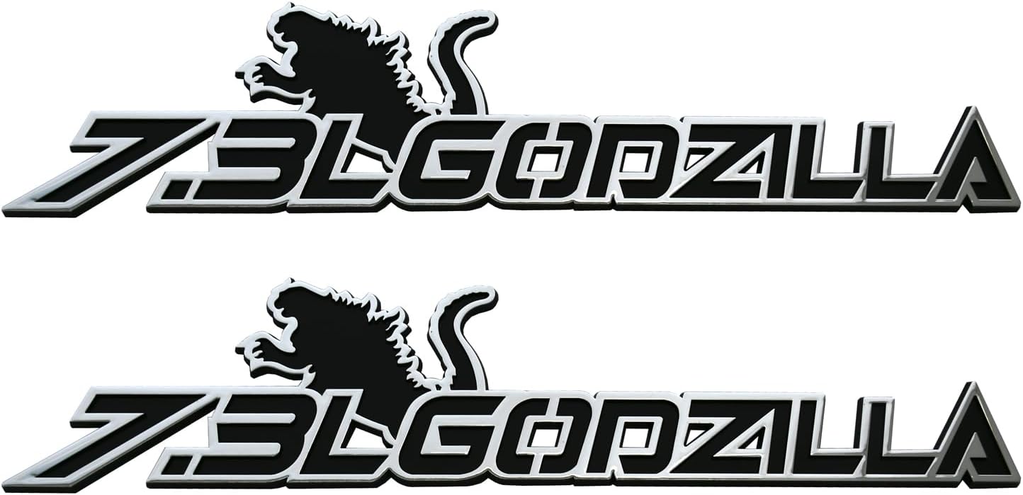 2pcs New Custom 7.3L Badge Name Plate Logo 3D Nameplate Decal Stickers Compatible with Ford Super Duty 7.3L Godzilla Raging (Chrome)