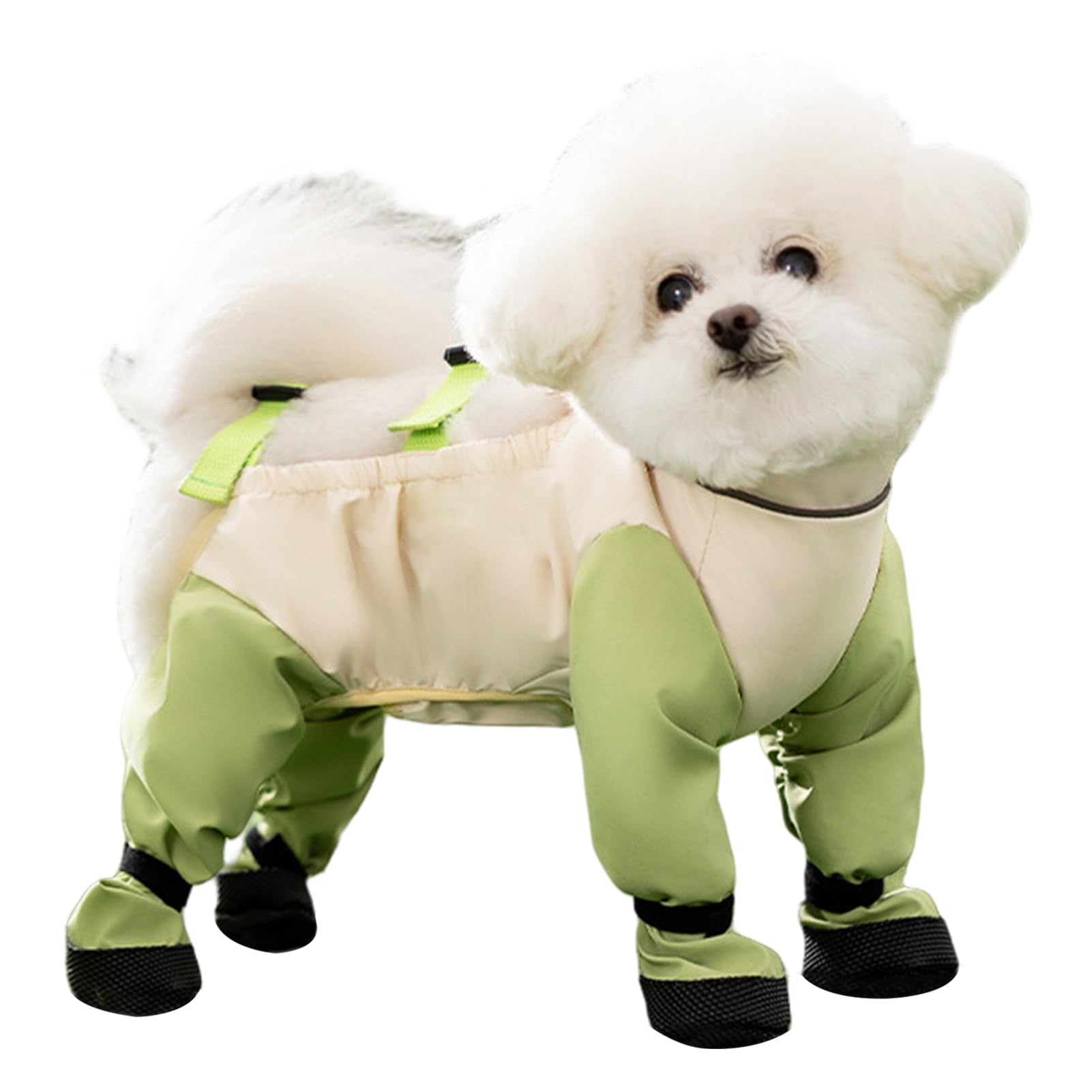 Dog Boots With Suspenders - Waterproof Dog Shoes - Anti-Slip Adjustable Protectors Raincoat Coat Wrap Suspenders With Strips For Hardwood Floors Snow Outside