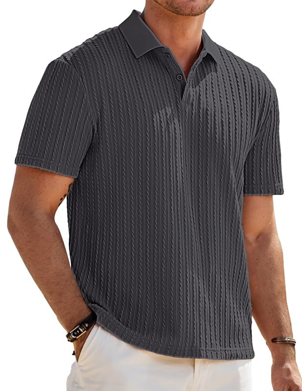Elegancity Herren Poloshirts Kurzarm Srtick Golfshirt Polohemd | Textur Poloshirts,Urlaubsstil Kurzarmshirts,Old money style,Freizeit und Alltag,Atmungsaktiv,Stretch
