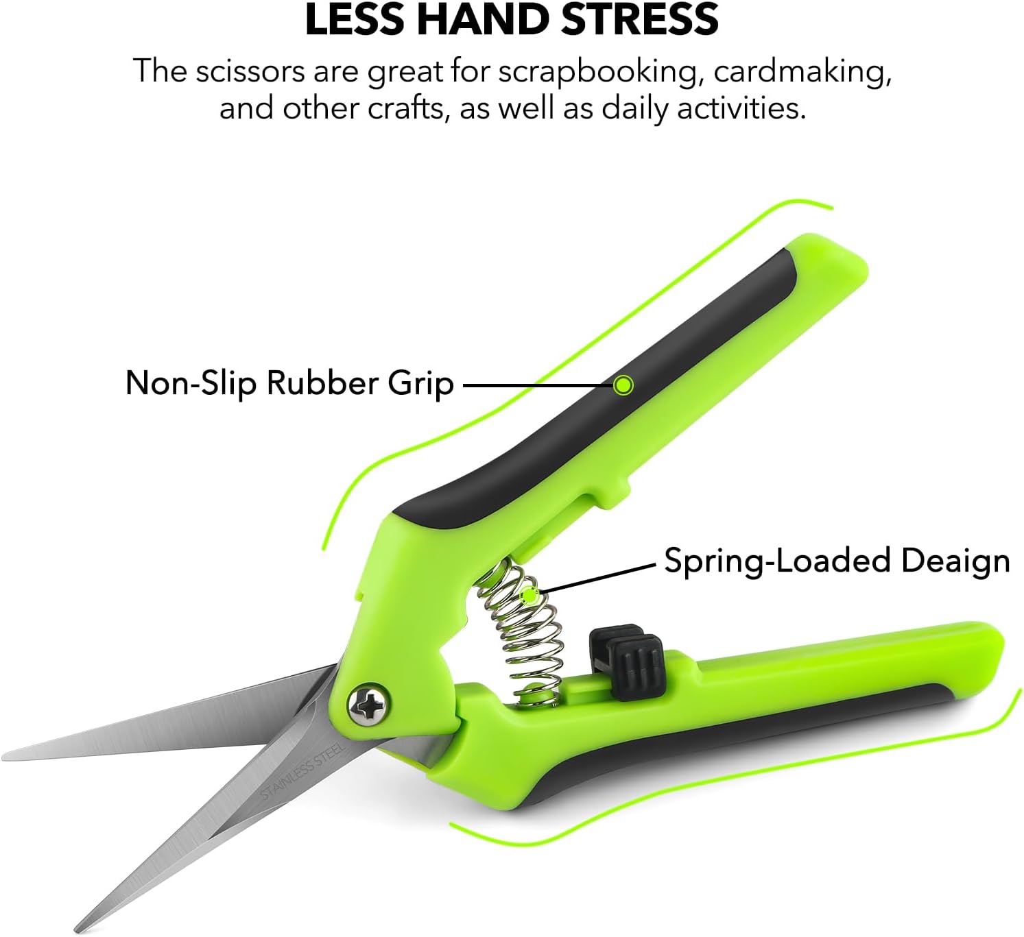 Briartw 2 Ergonomic Spring-Action Scissors,Spring-Loaded Craft Shears with Stainless Steel Blades,for Cutting Intricate Details and Tight Patterns for People with Arthritis or Limited Hand Strength
