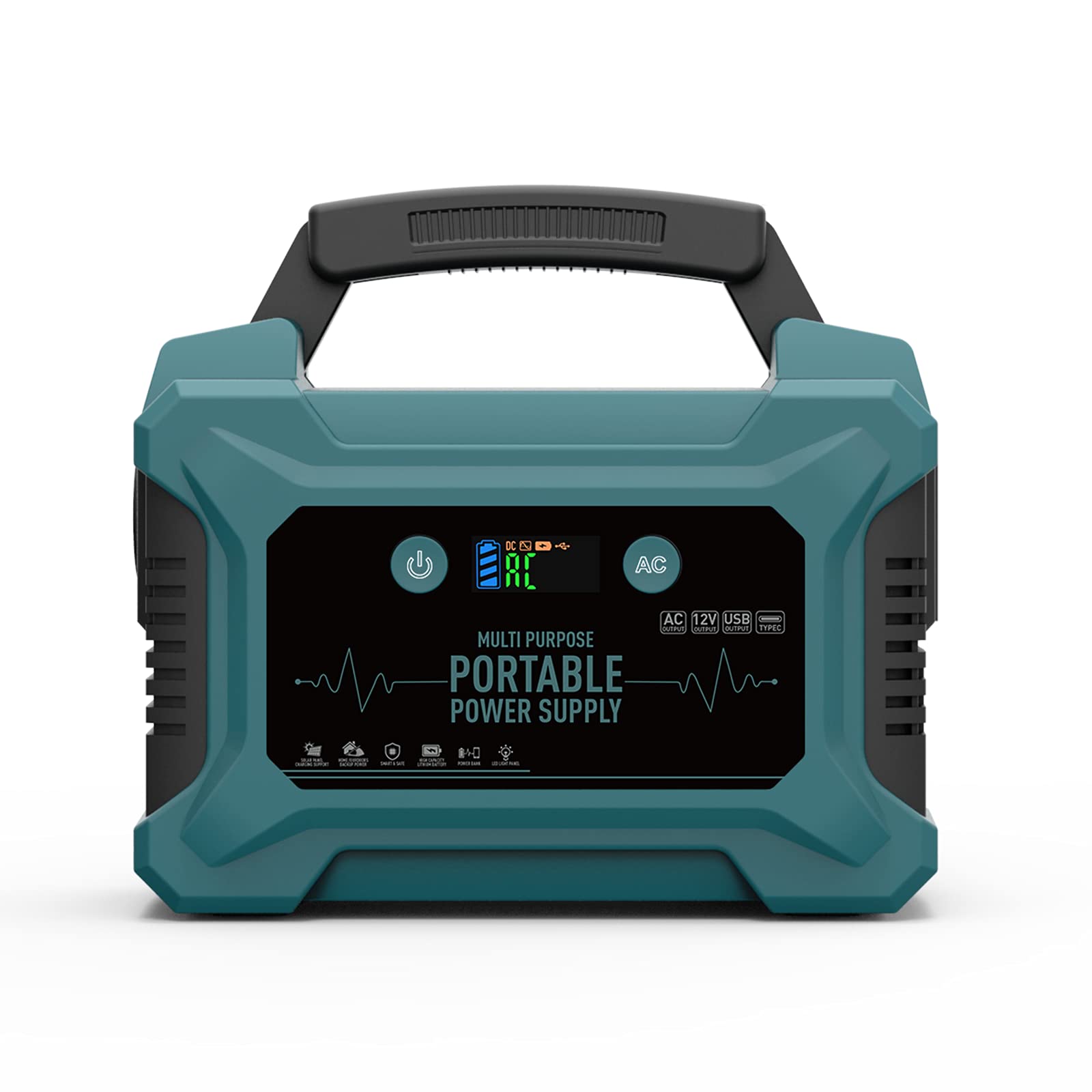 AIZYR Générateur D'onduleur Solaire Portable À La Maison 200W Station De Groupe Électrogène De Camping UPS De Stockage D'énergie avec QC3.0 Double USB C,Us Plug