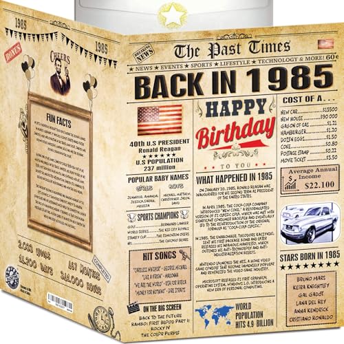 41st Birthday Card for Women Men - Back In 1985 Newspaper - 41 st Happy BIRTHDAY card - 41 birthday gift for Her Him - JUMBO size - 41st birthday decorations Dad Mom - Best gifts for 41 year old