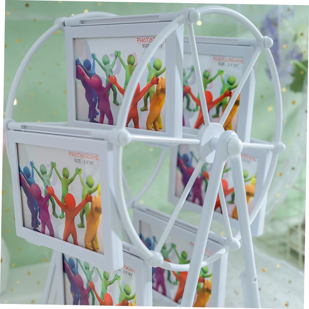 Modischer Drehbarer Bilderrahmen Windmühlenform aus Glas 5 Zoll Tischdeko für Hochzeit Familie Geburtstag