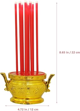 NUOBESTY Led Decor Electric Incense Burner LED Electronic Incense Burner Chinese Candle Lamp Buddhist for Chinese Buddhist Supplies Decor(Red) Electric