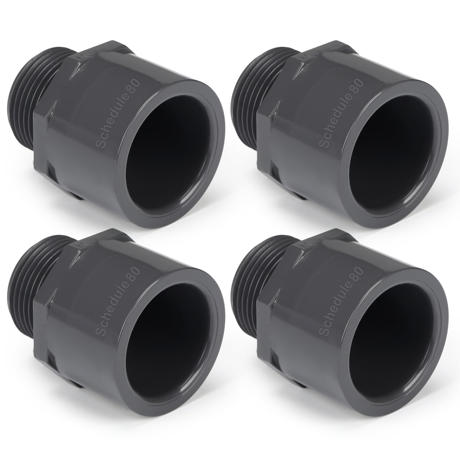 4 Pcs 1 Inch PVC Pipe Fitting Male Adapter Schedule 80 Socket x Npt Compatible with 836 Series Heavy Duty Industrial Grade Corrosion Resistant Plumbing Irrigation Connector for Water