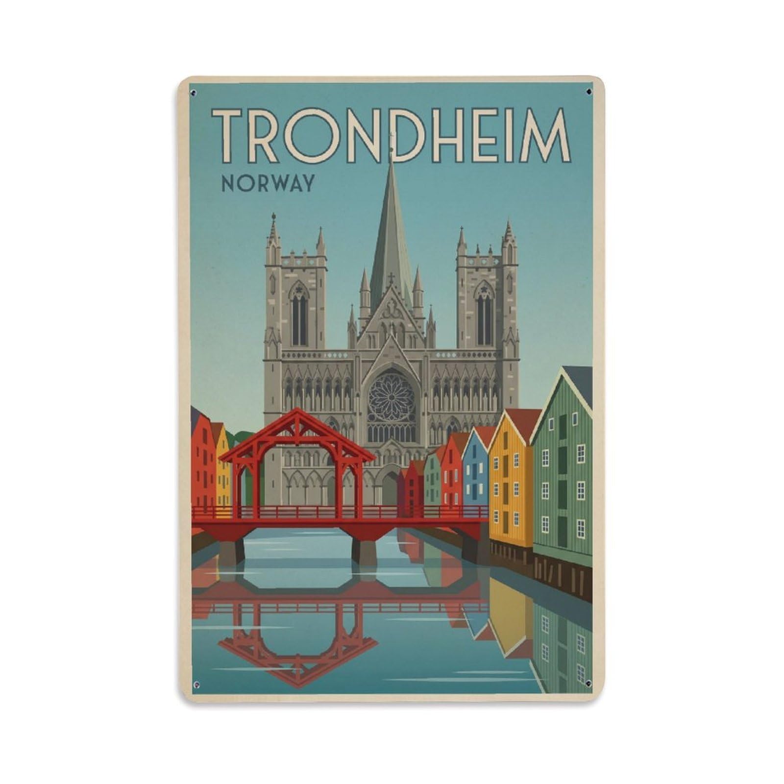 Norway Trondheim Vintage Travel Metal Tin Sign