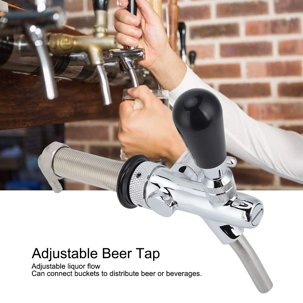 Rubinetto per Birra Regolabile G5/8 Rubinetto della Birra alla Spina in Acciaio Inossidabile con Valvola di Controllo del Flusso per Casa Bar Ristoranti