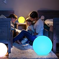 Vista 2 de Luz LED de globo de 16 pulgadas, luz de bola brillante recargable con control remoto, regulable RGB que cambia de color para niños y adultos, bola