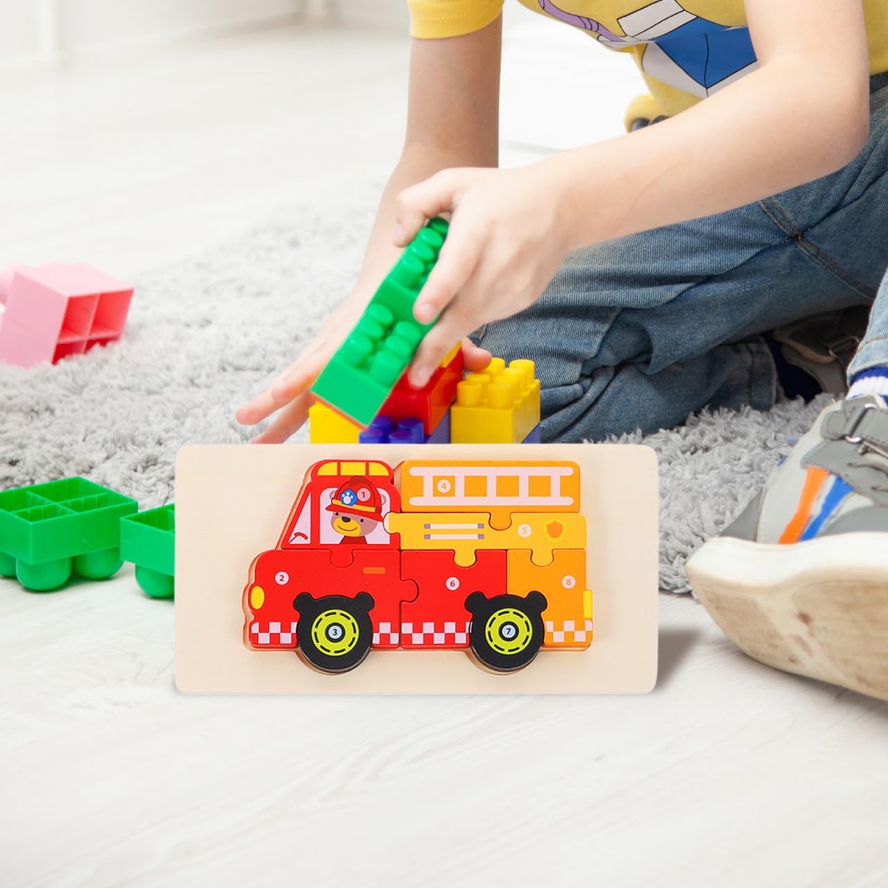 Puzzle 3d per Bambini, 5 Set in Legno, Design Cartoon | Gioco Educativo, Superfici senza Bave, Sviluppa Coordinazione Occhio-mano