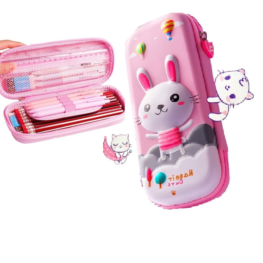 E-ROYAL SHOPRabbit Shape Pencil Pouch School Stationary Hardtop Large Capacity Eva Pencil Pouch Pencil Box / Pencil Case for Girls & Kids Random Color (Pack of 1)