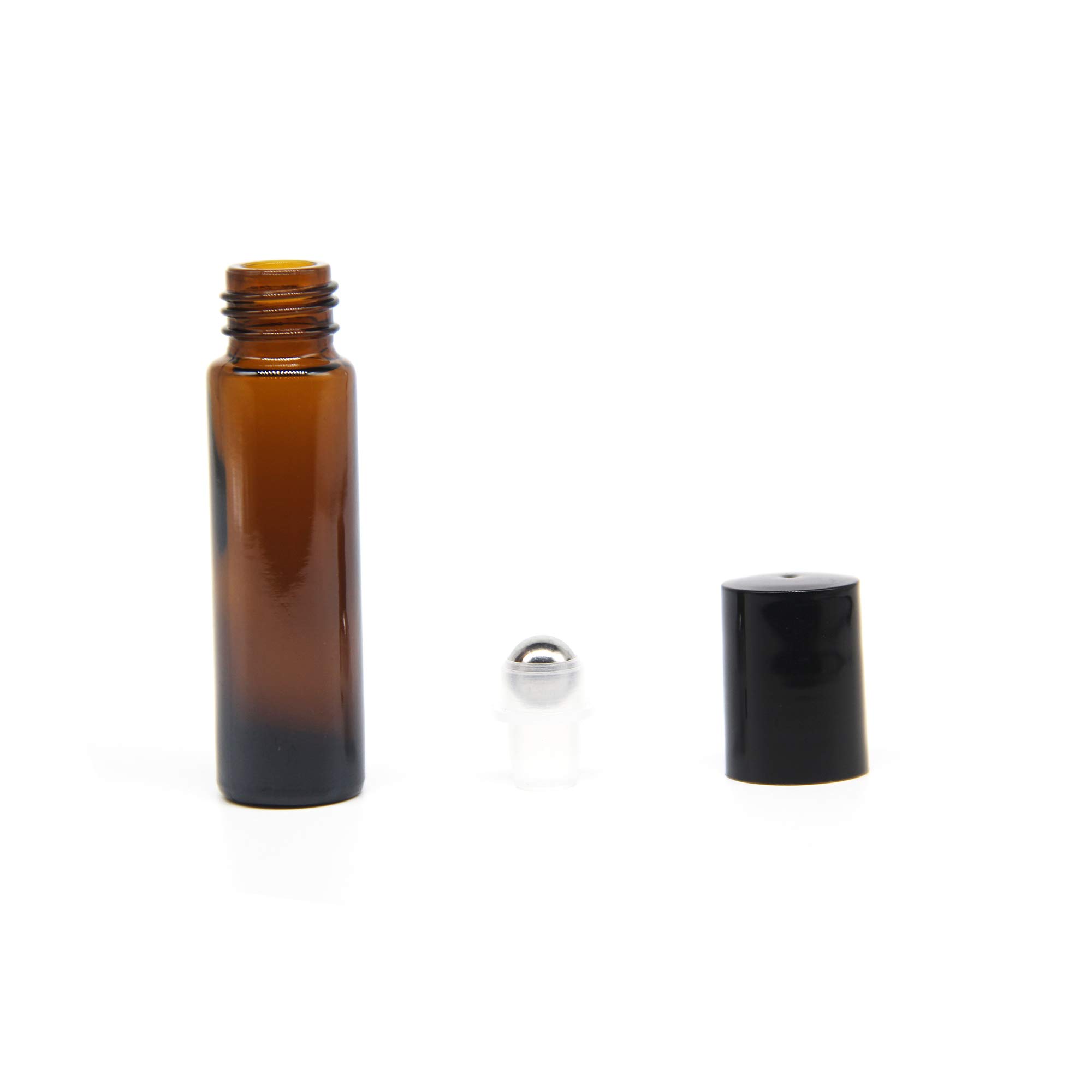 YIZHAO Roll On Vuoto per Oli Essenziali,Profumi,10 ml Marrone Bottiglie Vuote in Vetro, con Sfera in Acciaio Inossidabile – 24 PCS