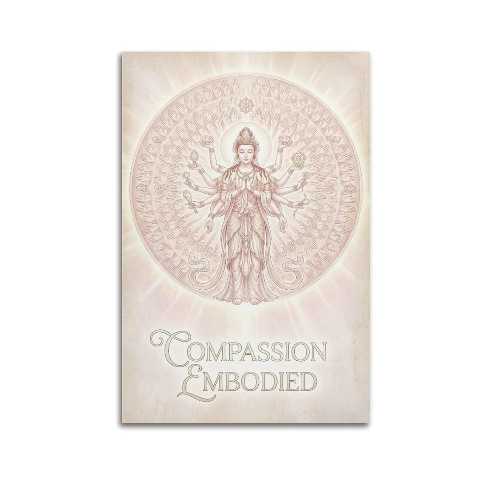 Okngb Unframe-Style Buddhist Compassion Poster Bodhisattva Mandala Healing Decorative Painting Canvas Art Picture 20X30inch(50X75cm)