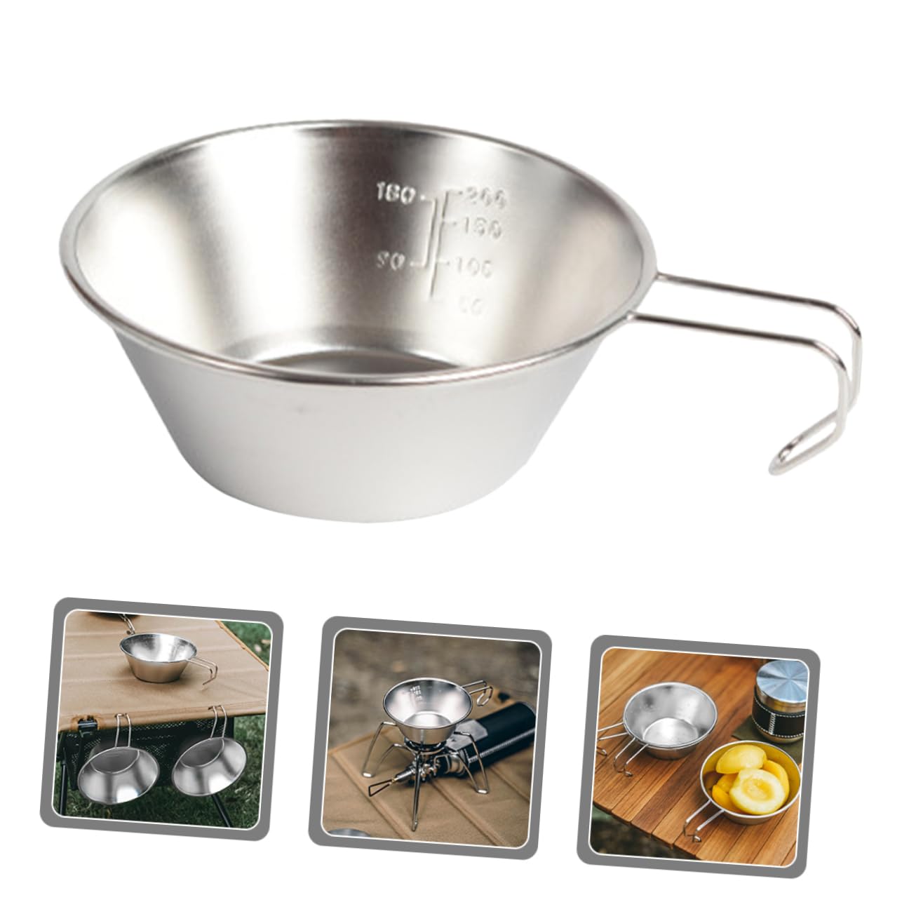 FOYTOKI Stainless Camping Cookware Bulk Cups Bowl Salad Bowl Portable for Outdoor