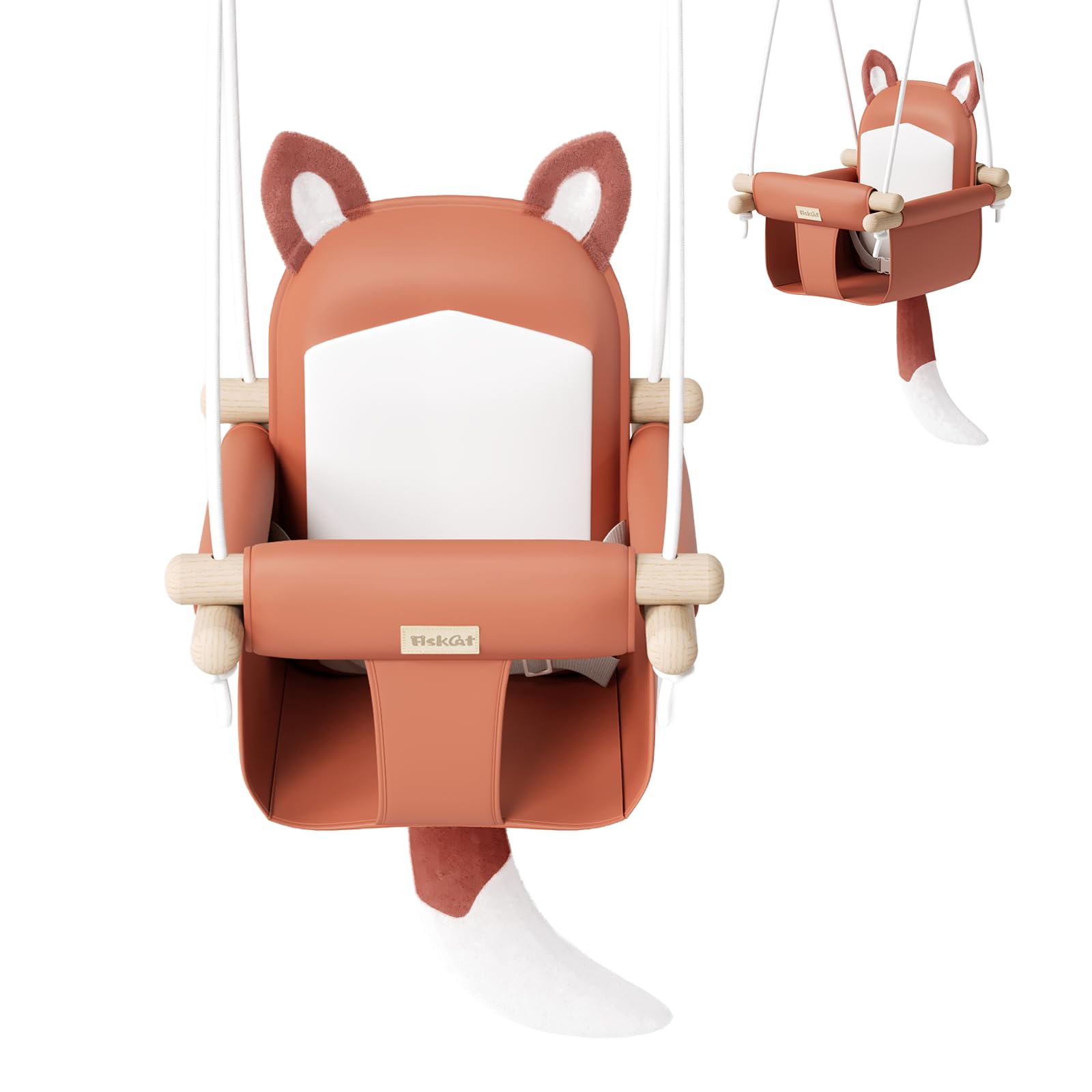 Wooden Baby Swing with Soft Safety Belt, Cozy Infant Swing Seat for Indoor & Outdoor Use, Adjustable Height, Includes Mounting Hardware – Suitable for