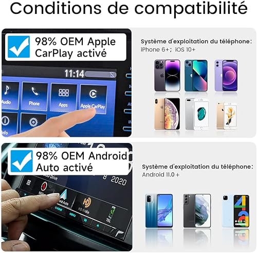 Carlinkit 2026 Nouvelle Mise à Niveau Adaptateur 5.0 2Air, Apporte CarPlay/Android Auto sans Fil, Brancher et Utiliser, Connectivité sans Fil - 2