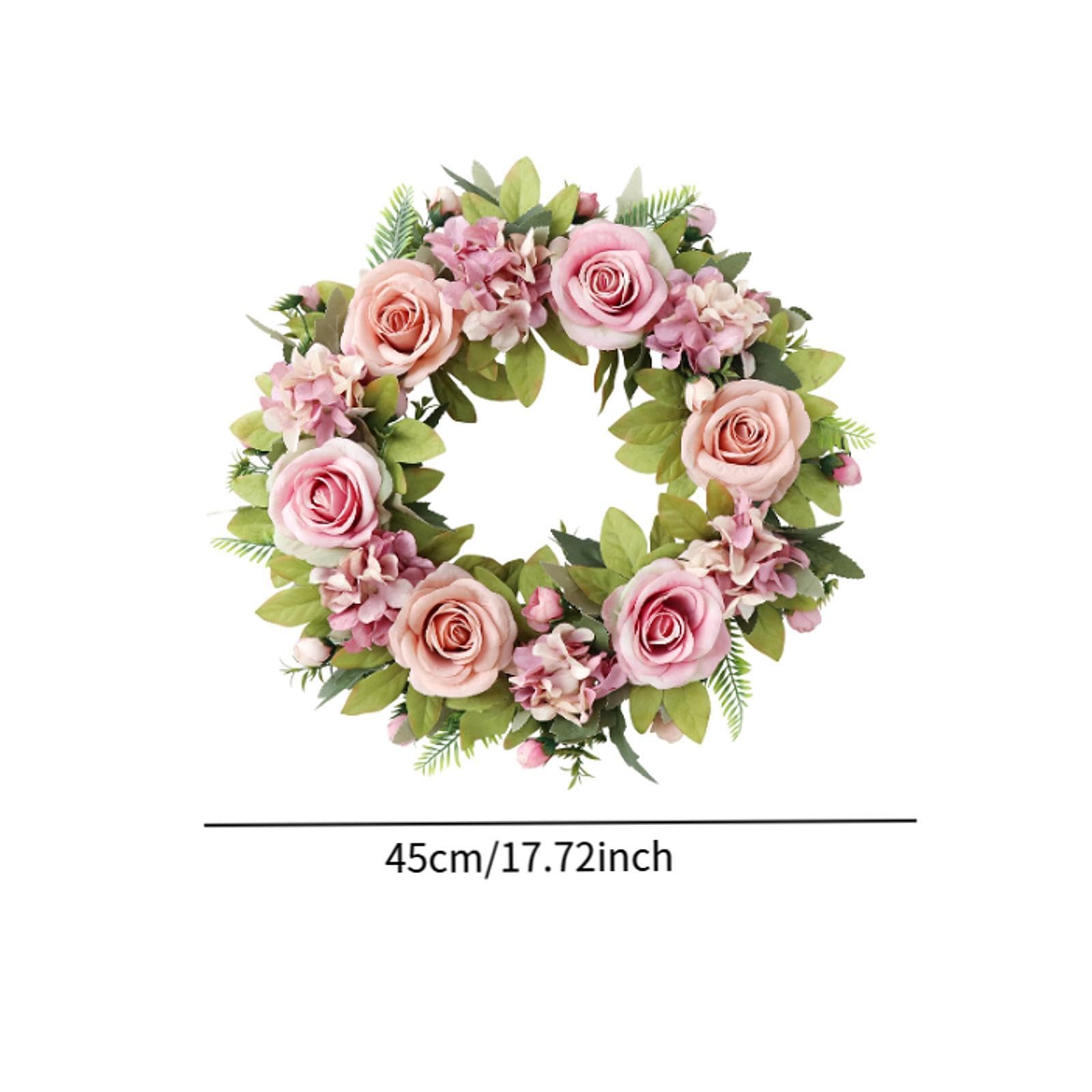 Ghirlanda Primaverile, Ghirlanda di Fiori Artificiali, Ornamento Rustico per La Casa, Ghirlanda per, Festa, 45 Cm, Esterno, Hotel, Rosa