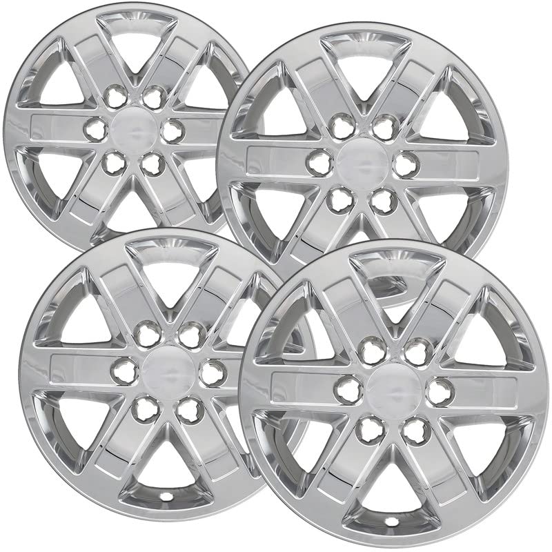 Fuel Rider Set of 4 Chrome ABS Impostor Wheel Skins Compatible with 07-13 GMC Sierra 1500 6 Spoke, Center Cap Included