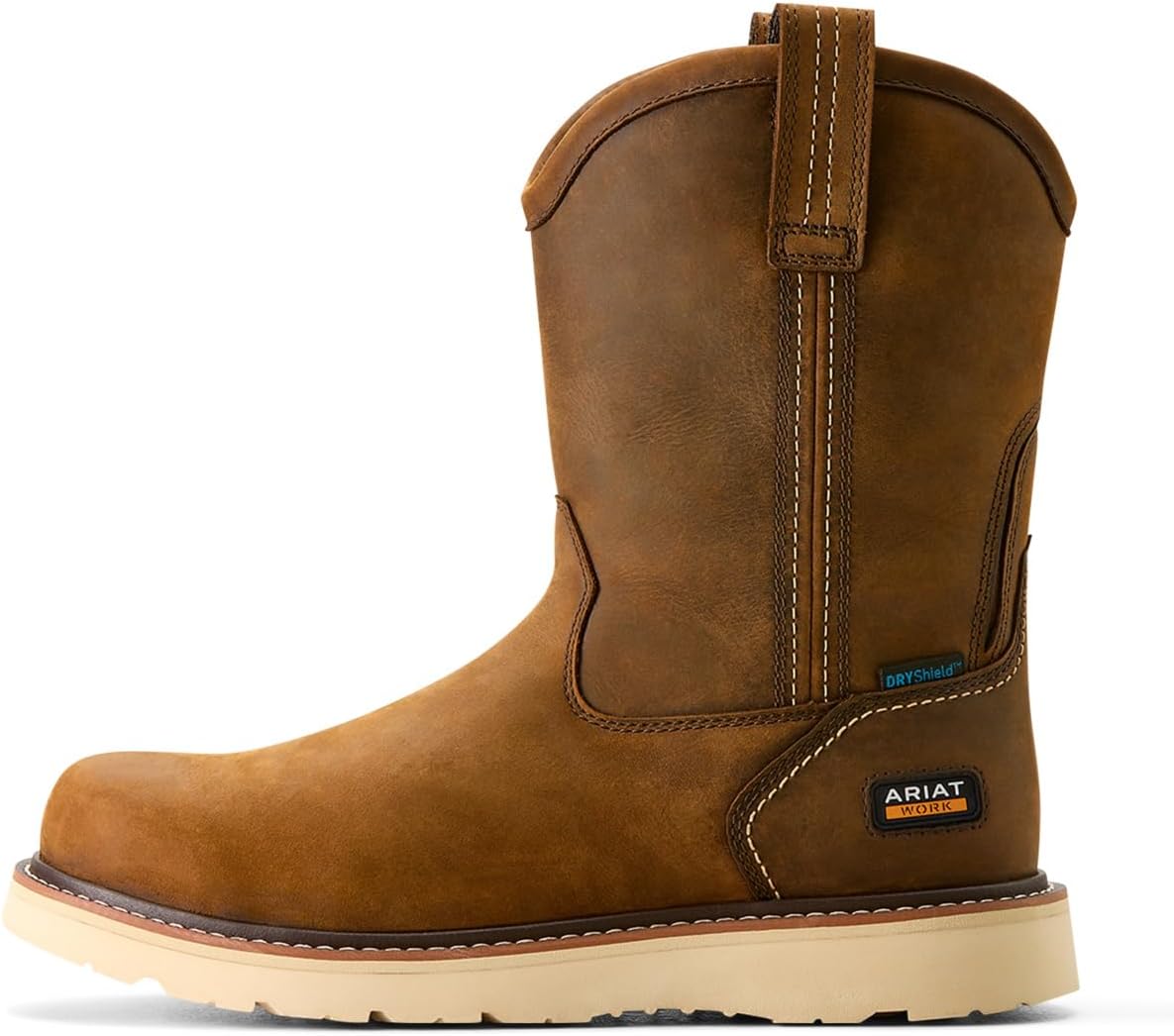 ARIAT Men's Rebar Wedge Pull-On Waterproof Work Boot, Distressed Brown, 9.5 - Image 2